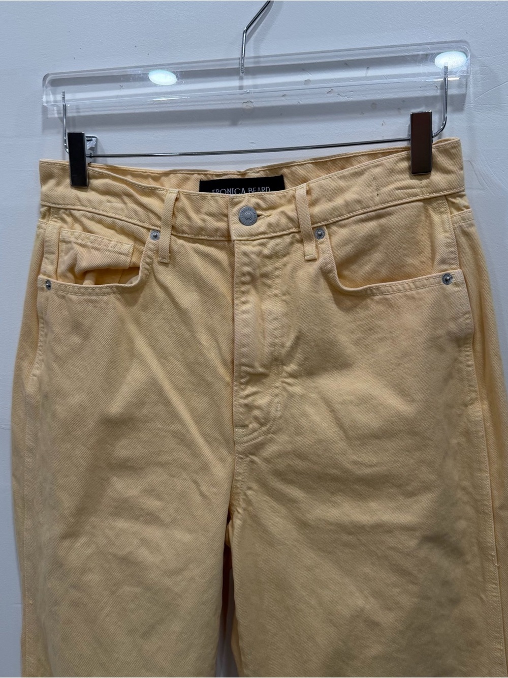 Veronica Beard Taylor High Waisted Wide Leg Crop Frayed Hem Jeans Chamomile 29 - Picture 5 of 15